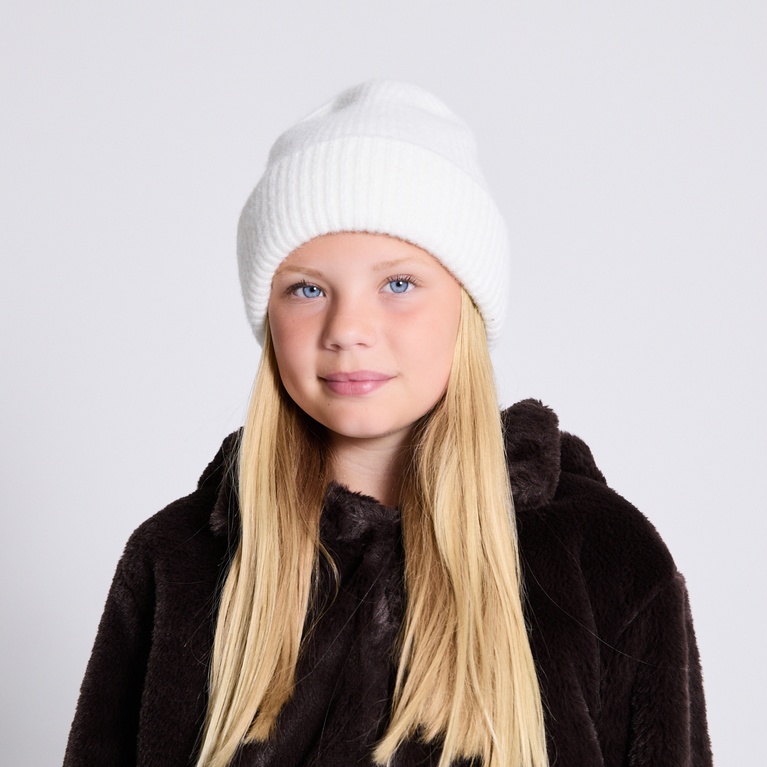Rib-knit beanie "Bim star" Off white